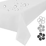 Plumeri Tischdecke Weiß abwashbare Lotuseffekt bü̱gelfrei Tischtuch Tischdekoration Tafeltuch (Weiß 140x350)