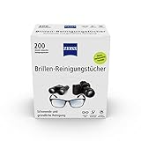 ZEISS Brillen-Reinigungstücher mit Alkohol 200 Stück zur schonenden & gründlichen Reinigung Ihrer Brillengläser - jedes Tuch einzeln verpackt - ideal für unterwegs oder auf Reisen